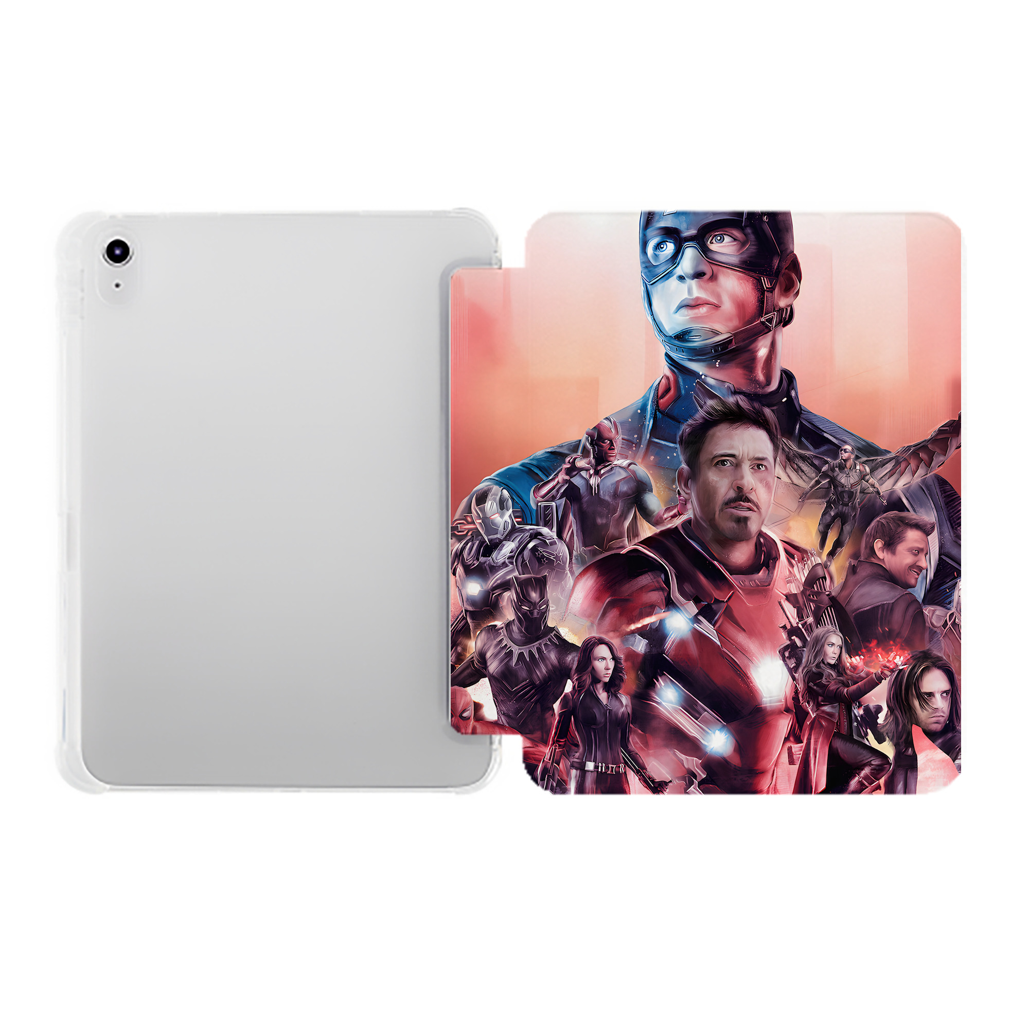 （画像用） アベンジャーズ The Avengers IPad ケース ペン収納付き 三つ折りスタンド PUレザー×シリコン 対応機種9.5/10.5/10.9インチ